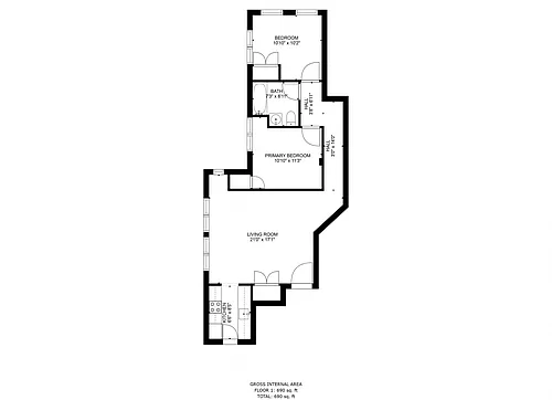 Floor plan 2 Bedroom 1 Bathroom