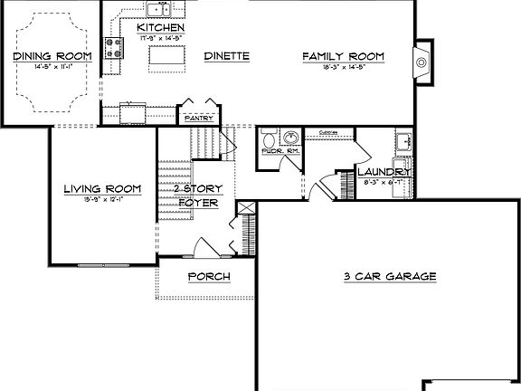Standard main floor plan of the Oakton plan.