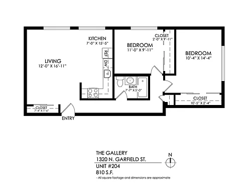 Floor plan 2 Bedroom, 1 Bathroom