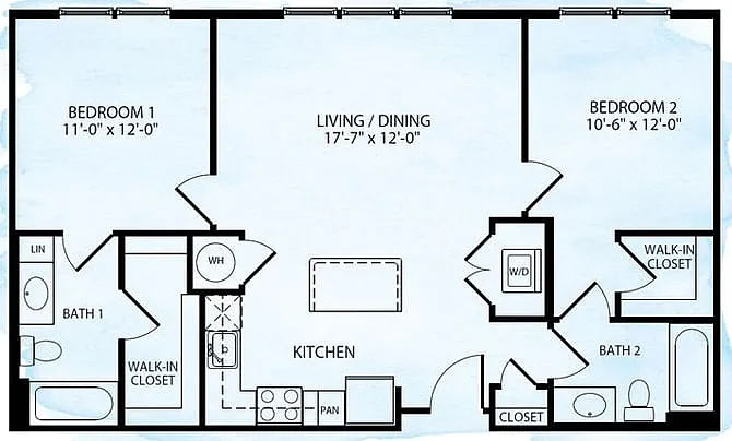 Floor plan Cornerstone B6a 2 Bed 2 Bath