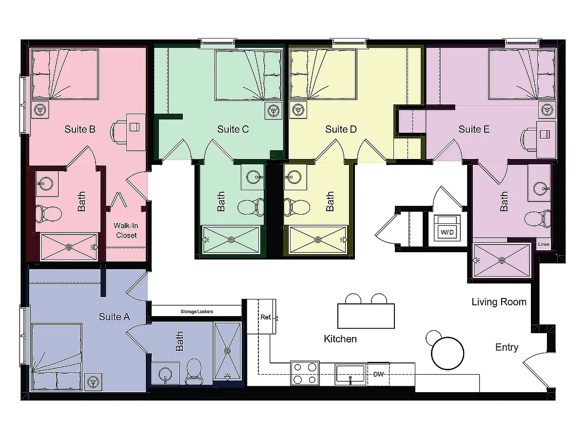 Floor plan F - Full 5-Bed / 5-Bath Unit