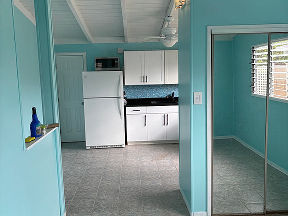 View from living room into kitchen.