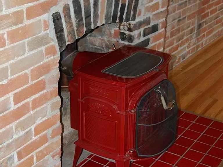 Living Room Fireplace. Uses pellets