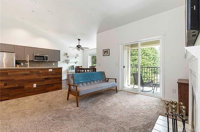 Living space with deck and great light.