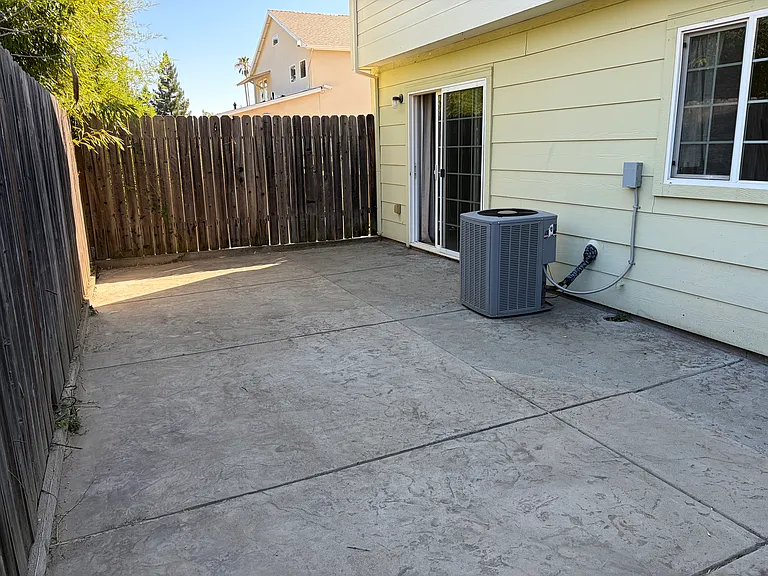 back patio (empty field on one side)