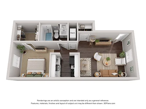 Floor plan 1 Bed 1 Bath