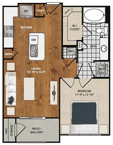 Floor plan A2 - Poppy - 1 Bedroom 1 Bathroom