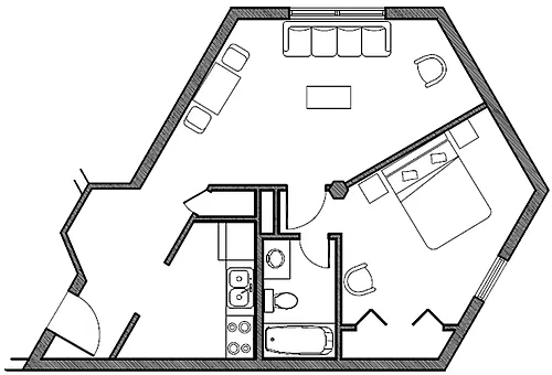 Floor plan 1B: 1 Bed / 1 Bath 637 SqFt