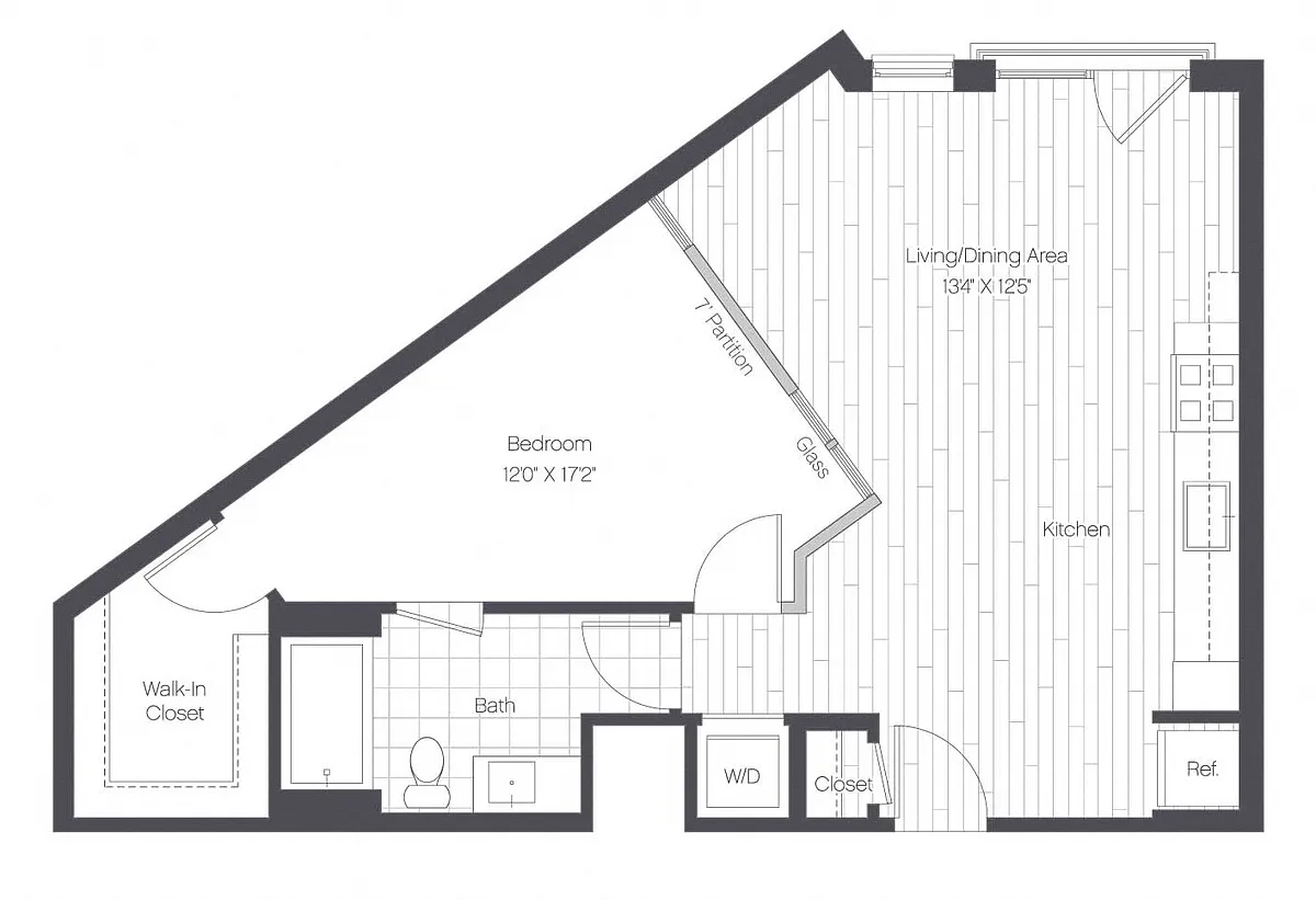Floor plan 1 Bed/1 Bath-1G
