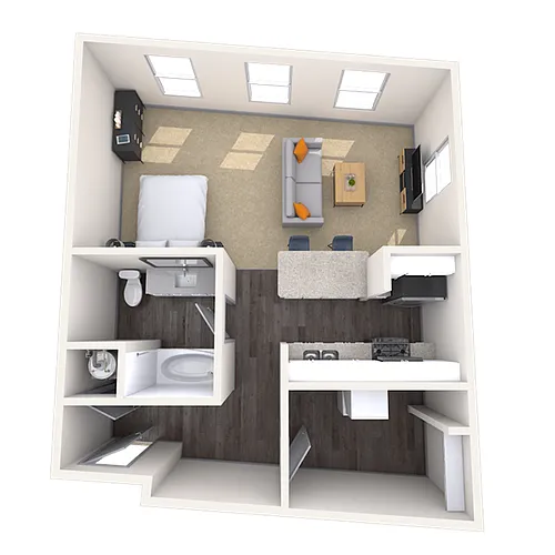 Floor plan Studio 0x1 653-763 SF