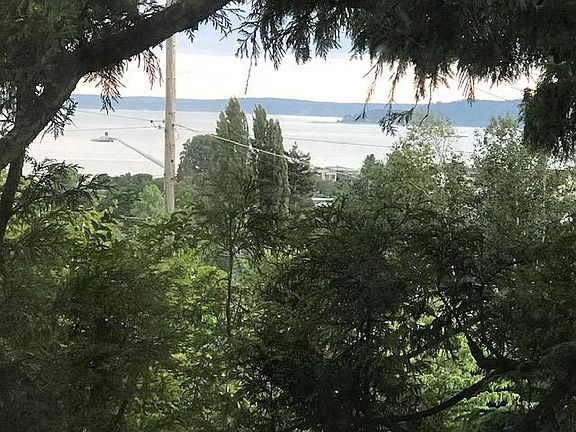View of the Puget Sound with boat traffic. Privacy screen thanks to nearby cedar trees.