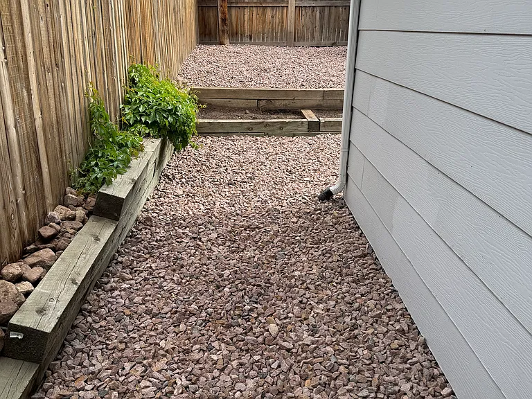 Yard along side of building