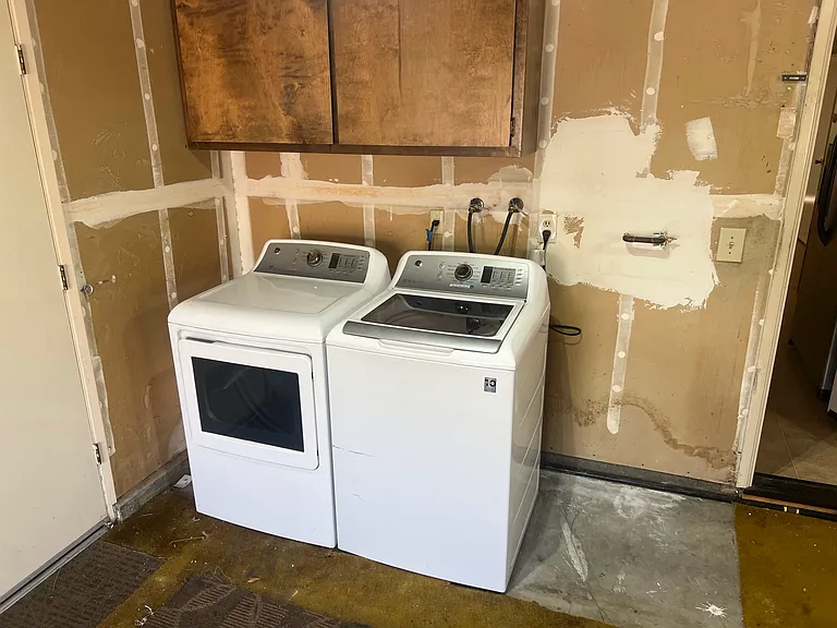 Washer and dryer inside the garage