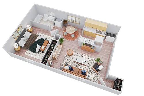 Floor plan One Bedroom Galley Style