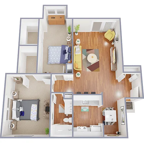 Floor plan Two Bedroom One Bath