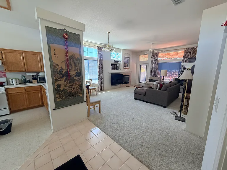 Living room and kitchen area