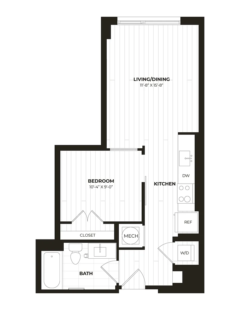 Floor plan 1 Bed/1 Bath-U16