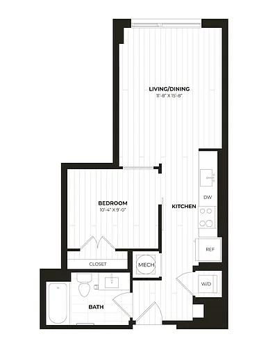 Floor plan 1 Bed/1 Bath-U16