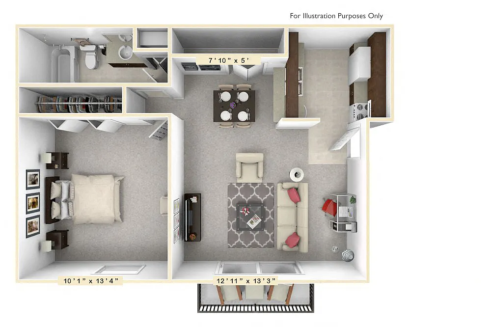 Floor plan The Sunset 1 BR 1 BA