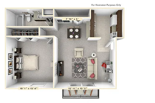 Floor plan The Sunset 1 BR 1 BA