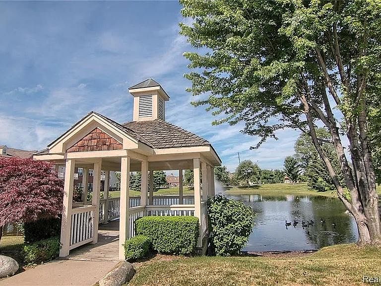 Condo community pond area in the center