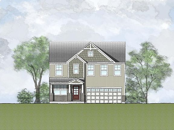 custom home with brick, siding and shakes