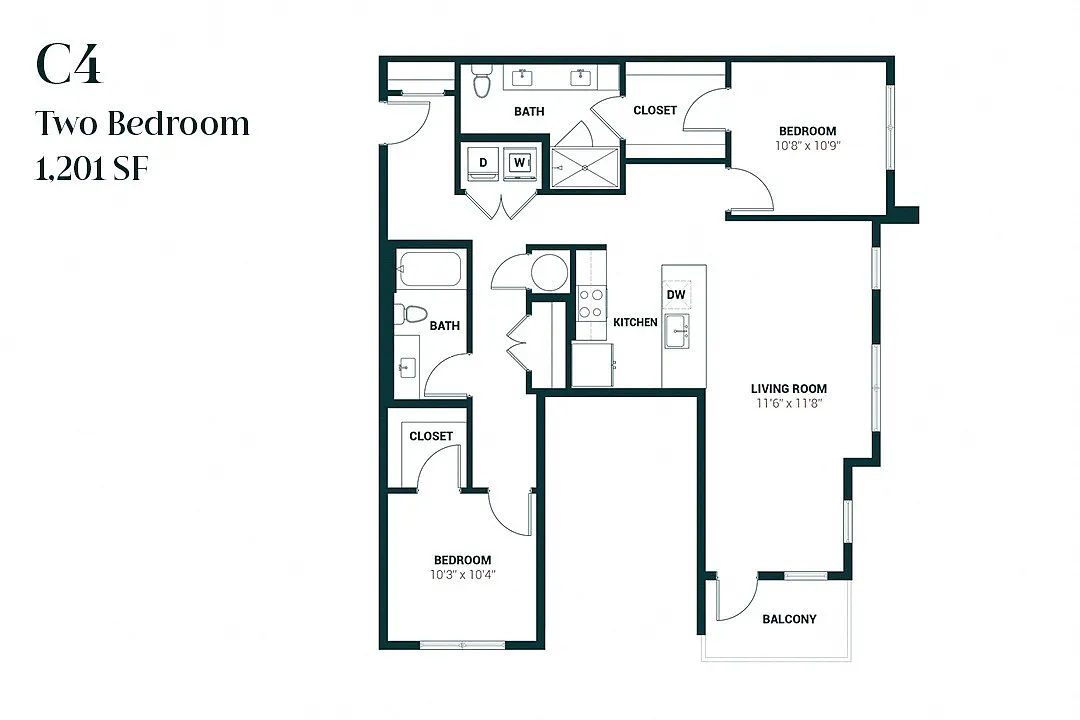 Floor plan Two Bedroom C4