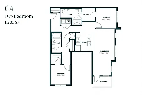 Floor plan Two Bedroom C4