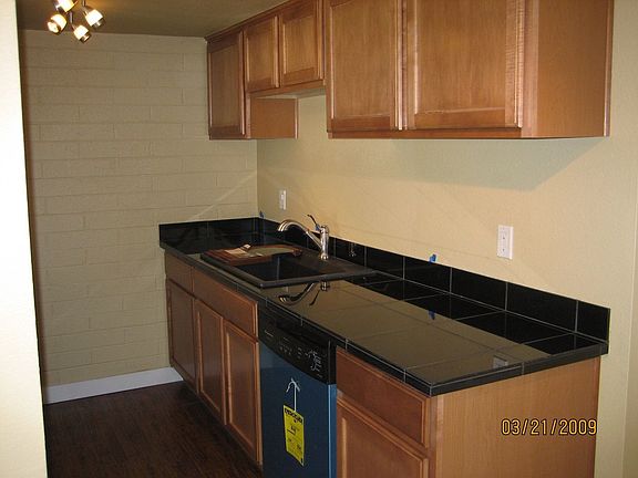 Kitchen with solid surface countertop