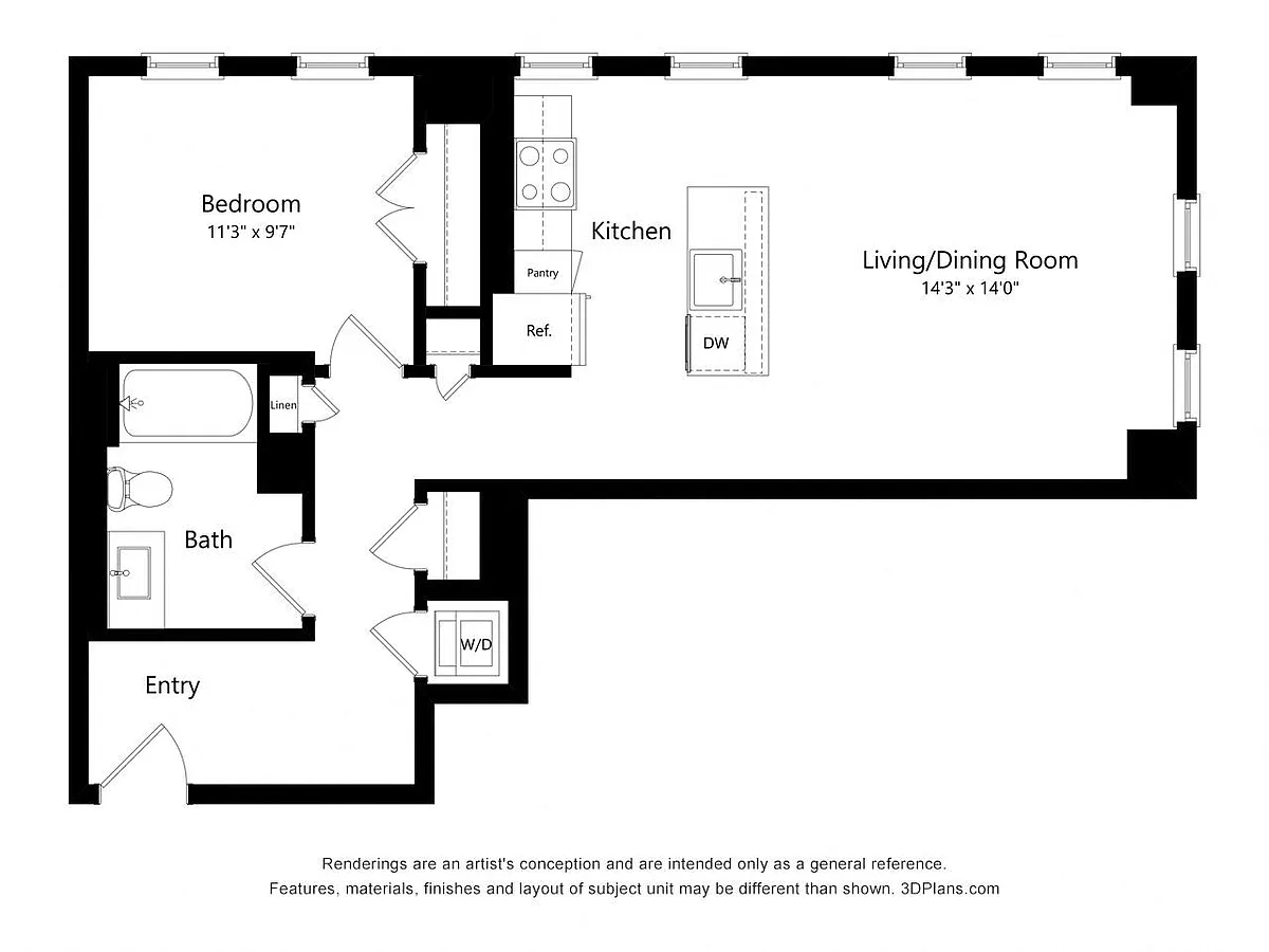 Floor plan A07- 1 Bedroom