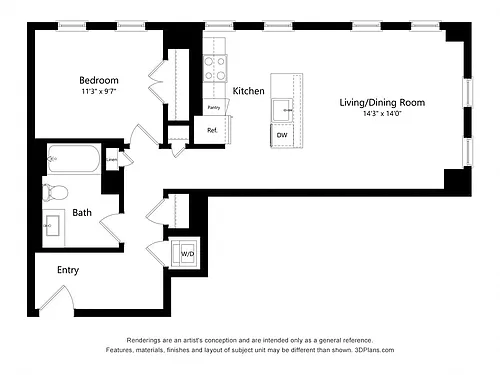 Floor plan A07- 1 Bedroom