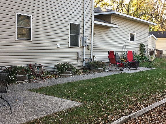 2 patios in backyard