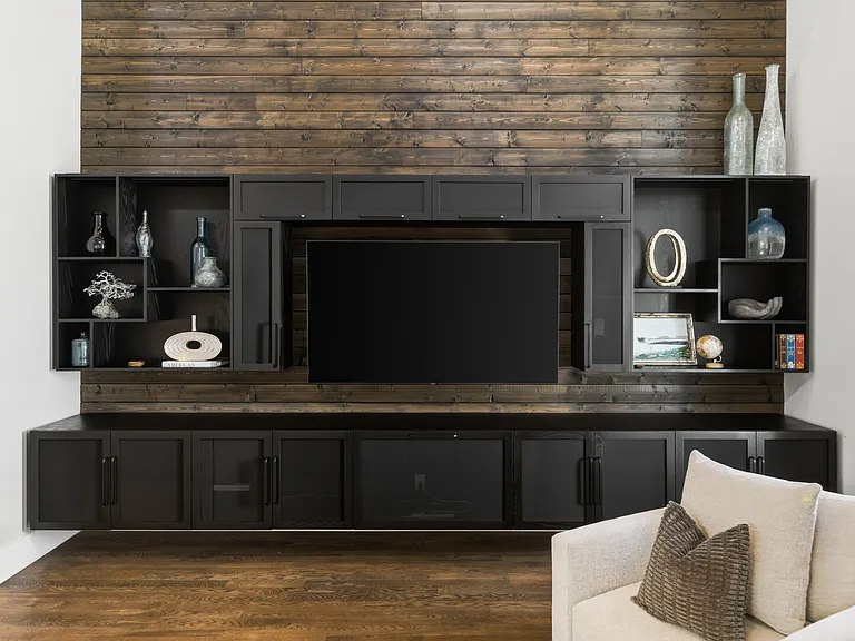 Bright, modern living room with HUGE ceilings. Abundant natural light, plush seating for everyone, a cozy gas fireplace, and a Smart TV_perfect for relaxing.