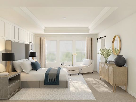 Primary suite with decorative feature wall