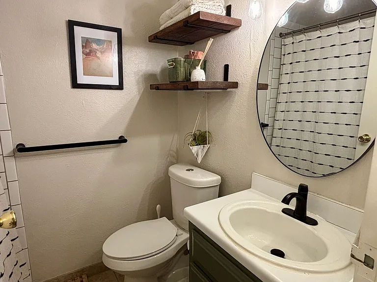 Bathroom (new shelving & fixtures)