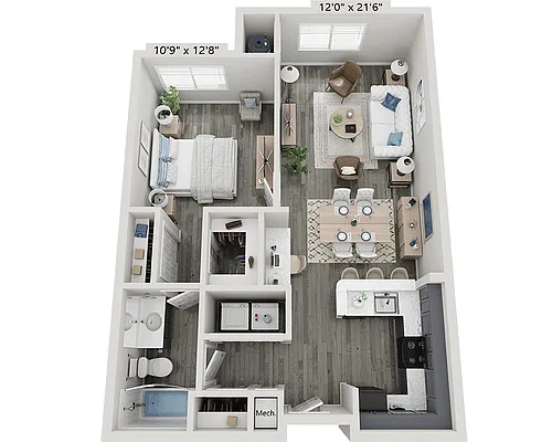 Floor plan One Bedroom A1C