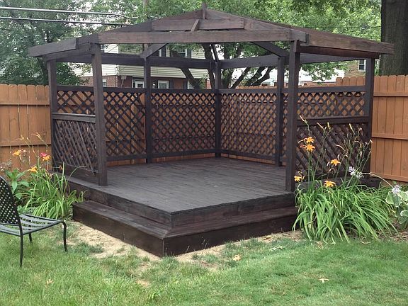 Newly stained gazebo