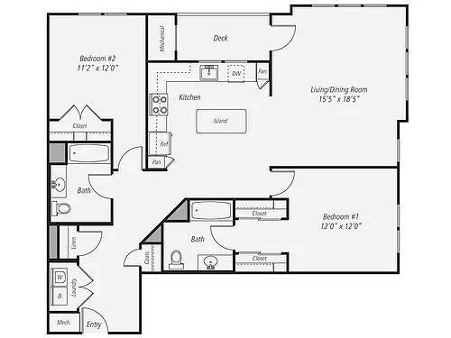 Floor plan 2 Bed/2 Bath-B8