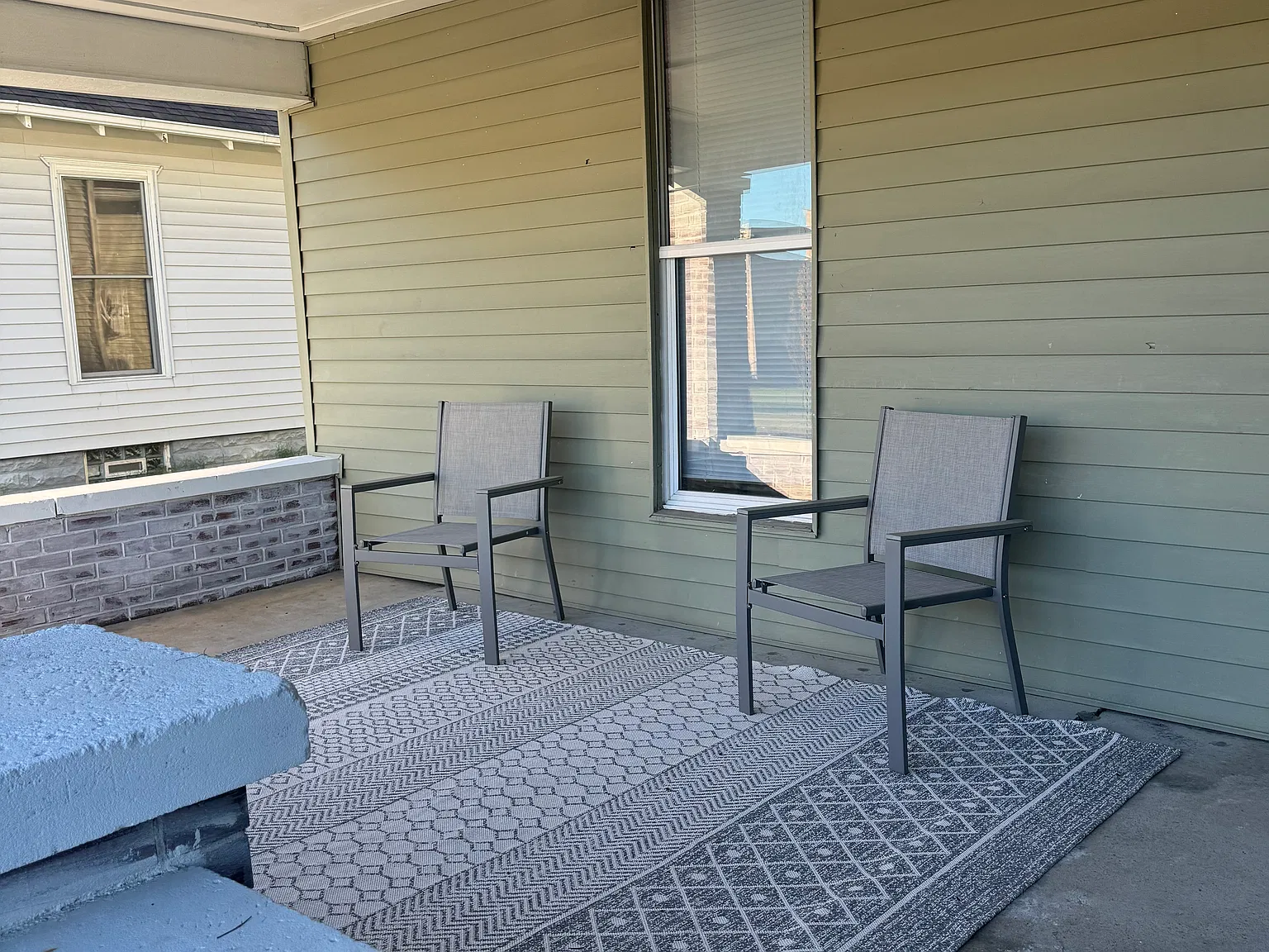 Shared, covered front porch