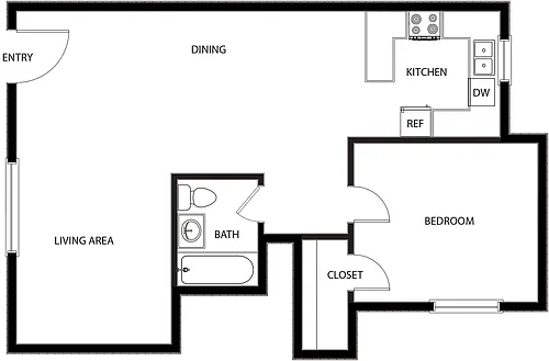Floor plan 1 BR Full Reno