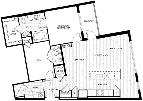 Floor plan 1 Bed/2 Bath-F_B01