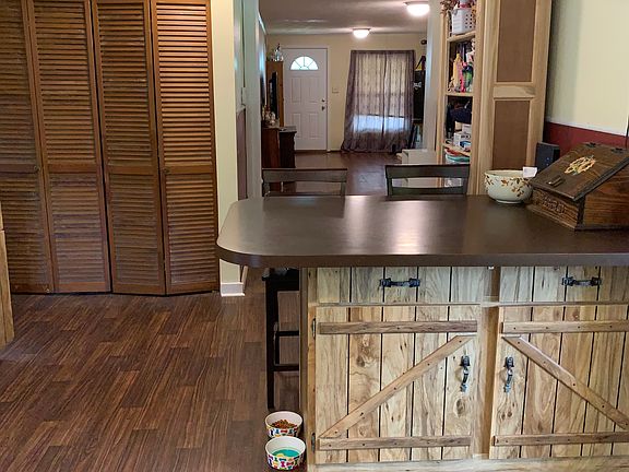 Island with bar stools