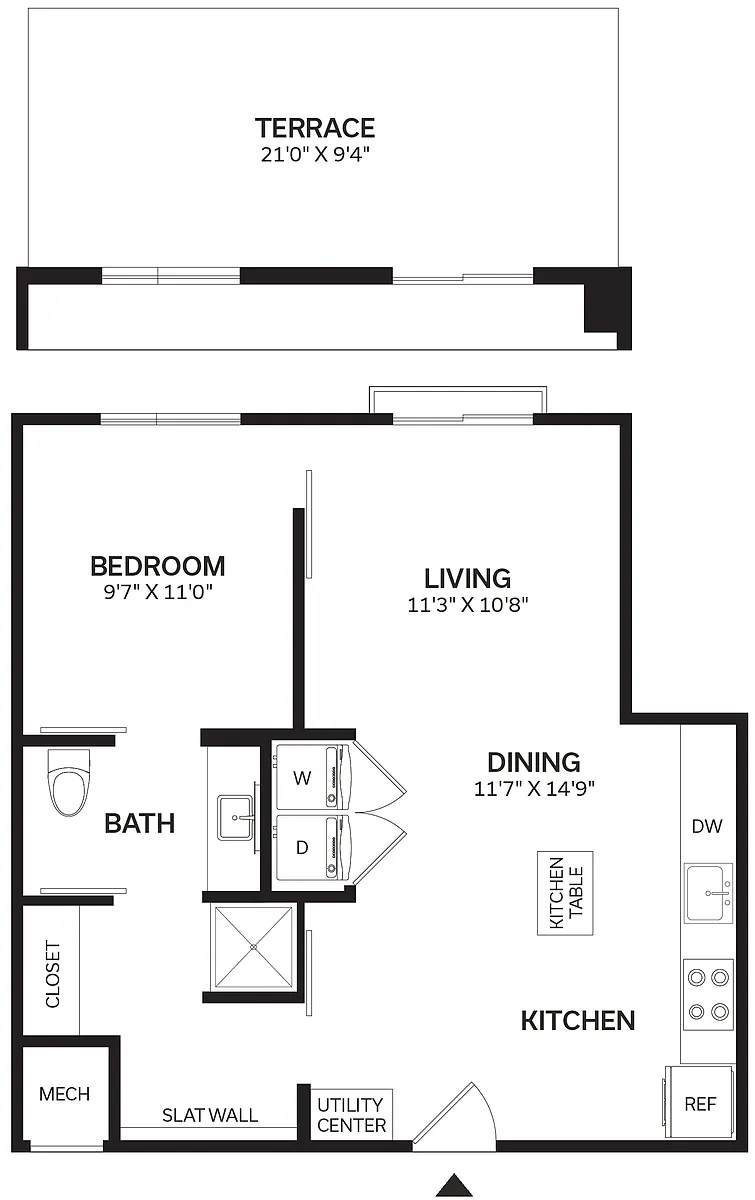 Floor plan 1 Bed/1 Bath-A4-2