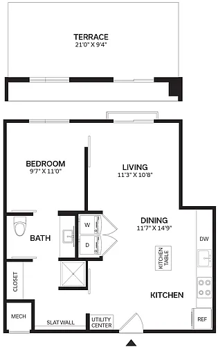 Floor plan 1 Bed/1 Bath-A4-2