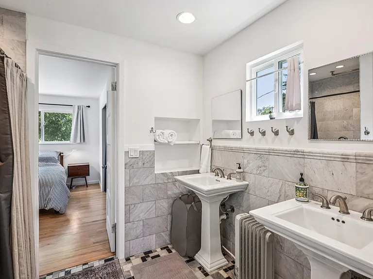 Upstairs marble bathroom