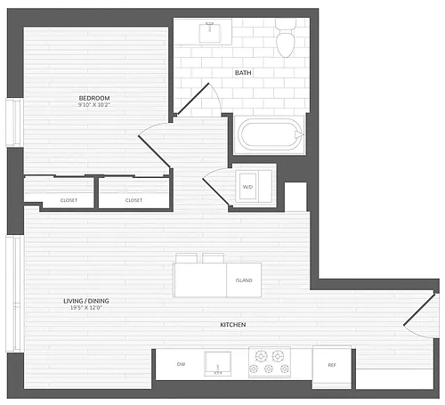 Floor plan 1 Bed/1 Bath-A4_Intersect at O