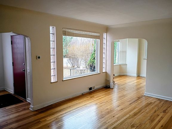 Entrance, living room, dining room