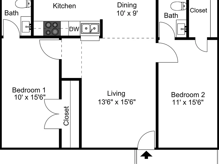2 Bedroom 2 Bathroom Floorplan 2 Bedroom 2 Bathroom Floorplan