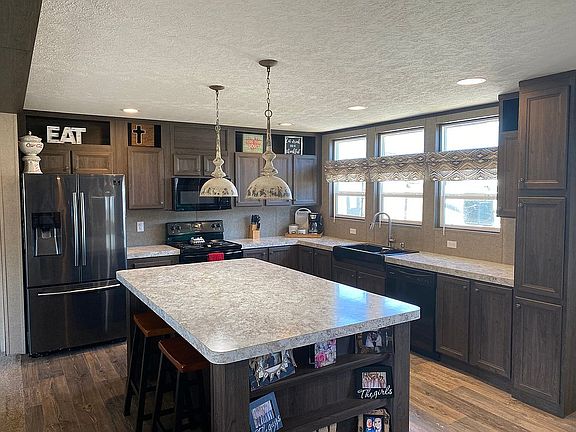 Kitchen with big island.