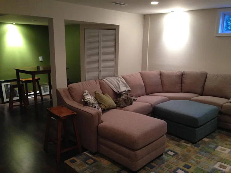 Family room in basement